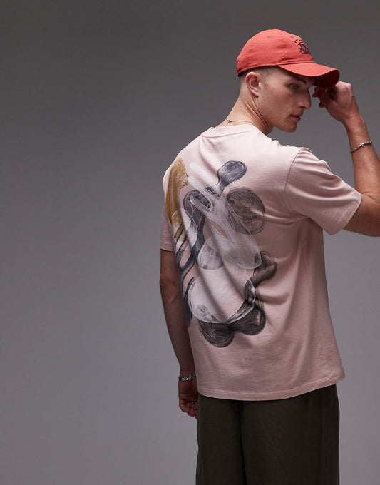 Oversized Fit T-Shirt With Front And Back Painted Shapes Print