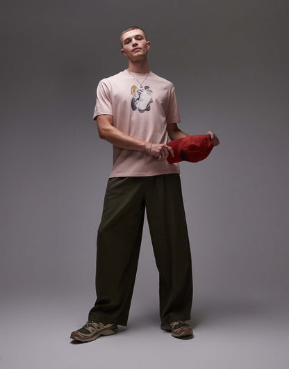 Oversized Fit T-Shirt With Front And Back Painted Shapes Print