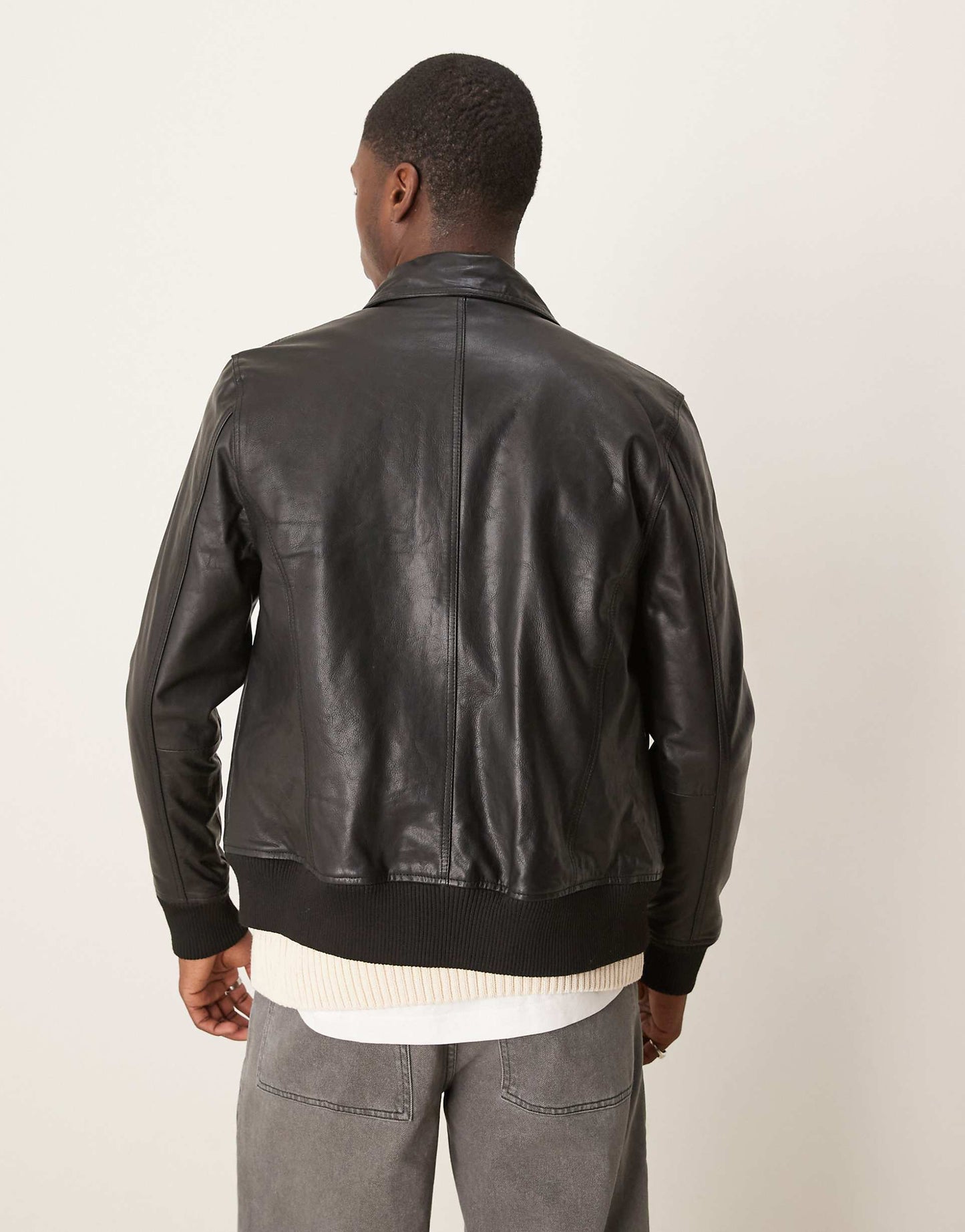 Real Leather Pocket Harrington Bomber