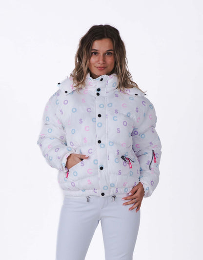 White Print Chic Puffer Jacket