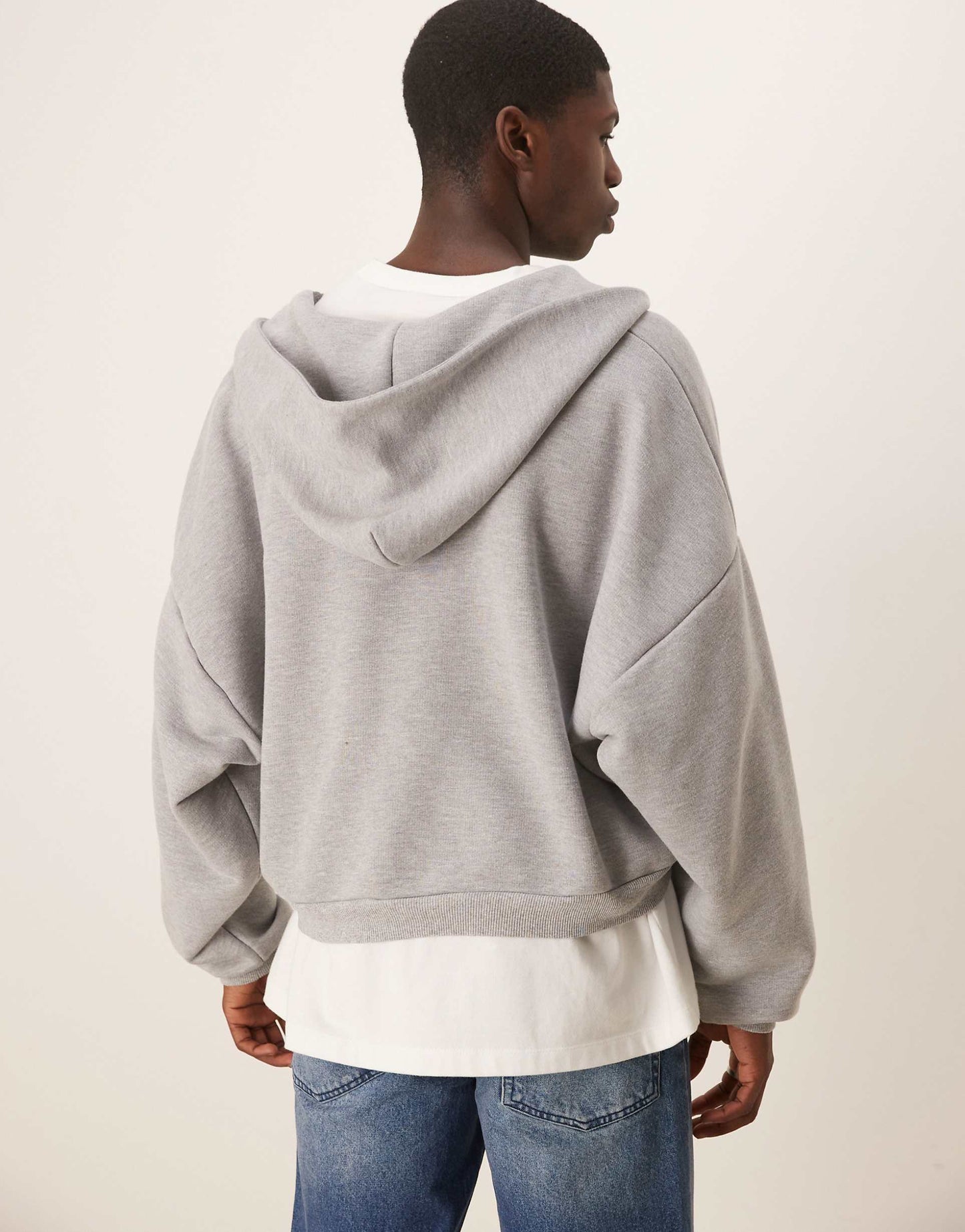 Heavyweight Extreme Oversized Cropped Hoodie With Half Zip Design