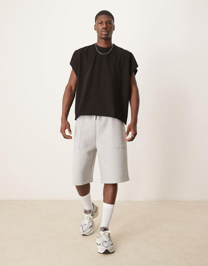 Extreme Oversized Heavyweight Cropped Sleeveless T-Shirt With Raw Edge