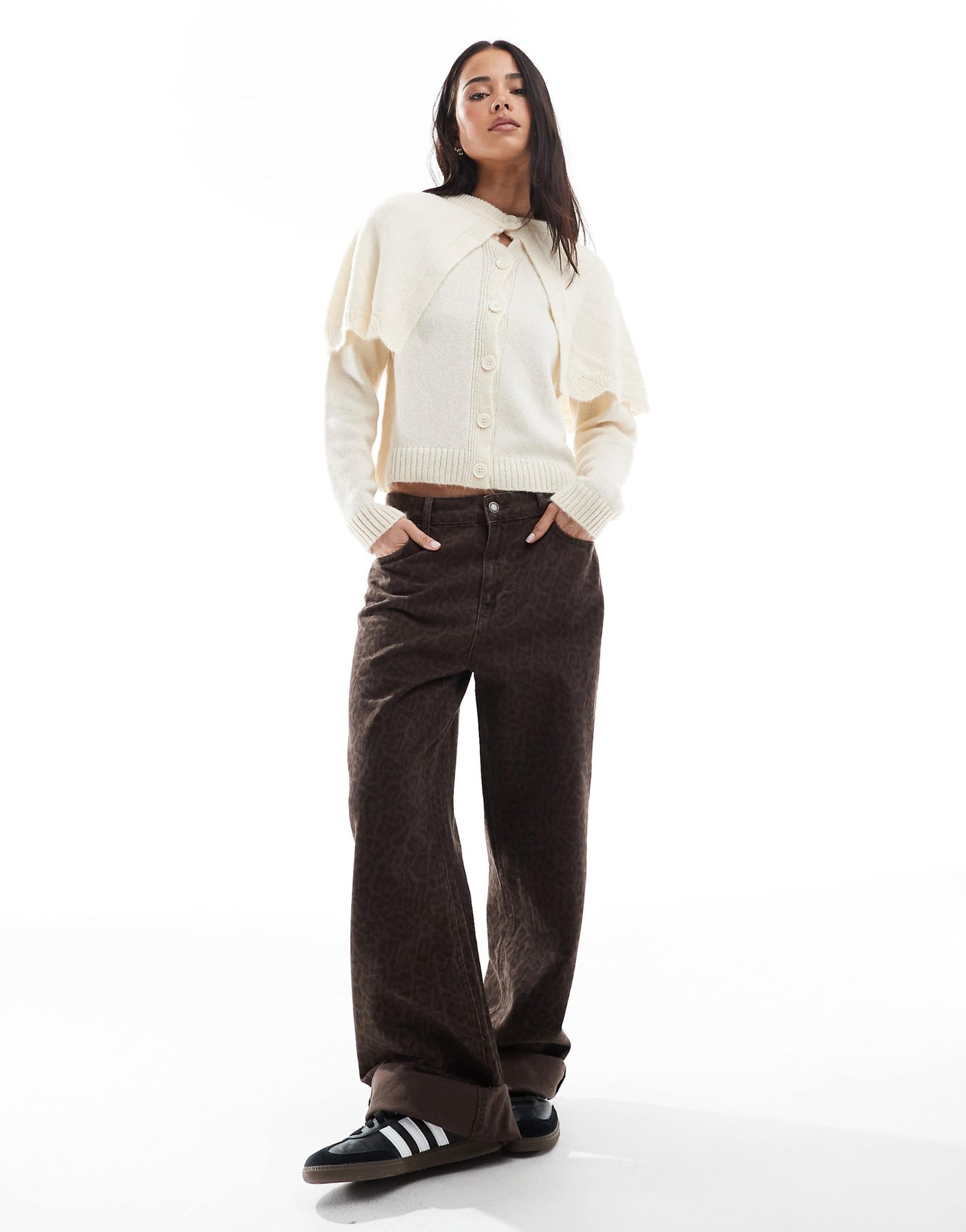 Mock Cape Button Up Cardigan