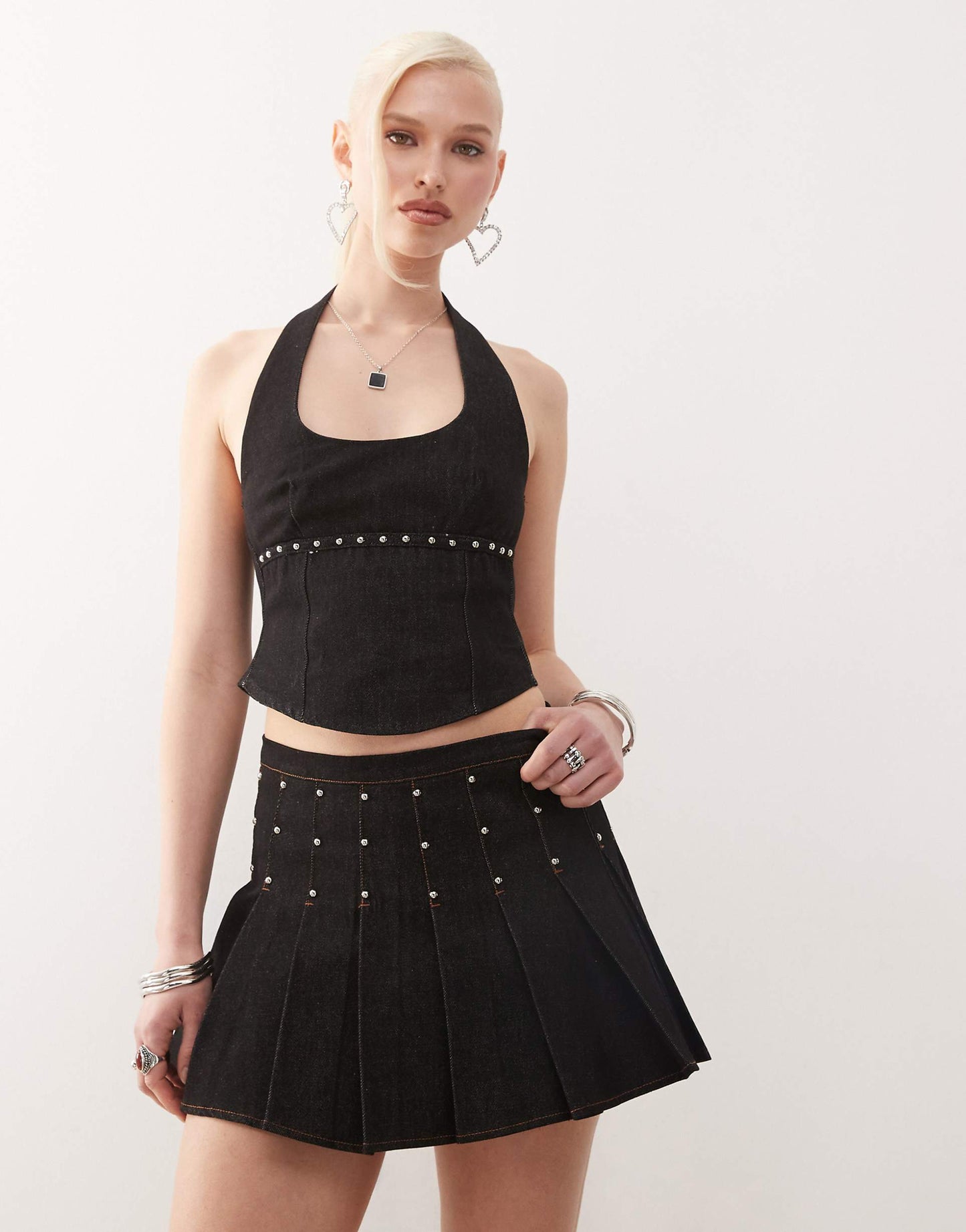 Gatlin Studded Pleated Mini Skirt Co-Ord