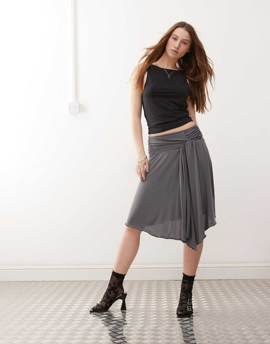 Harlan Slinky Asymmteric Midi Skirt