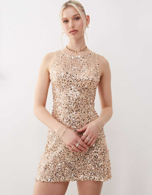 Zeyana Sequin Mini Tank Dress