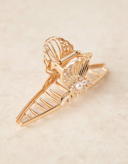 Metal Xl Claw With Shell Design And Pearl Detail
