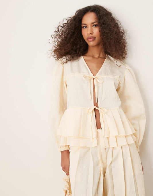 Bow Tie Pleated Top Co-Ord