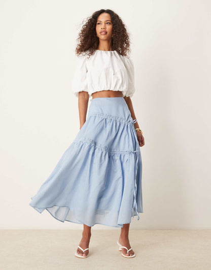 Ruched Midi Skirt