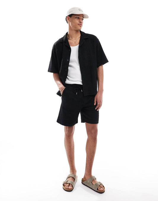 Self Stripe Textured Co-Ord Short