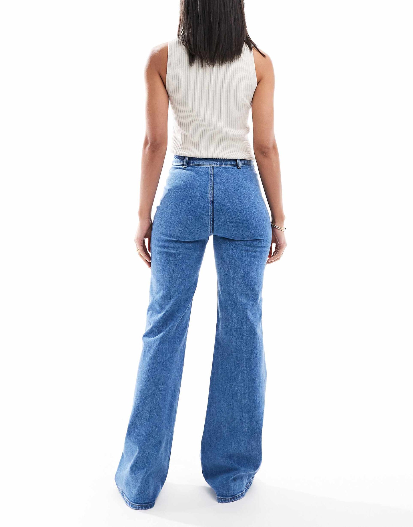 Patch Pocket  High Waist 70'S Denim Flares