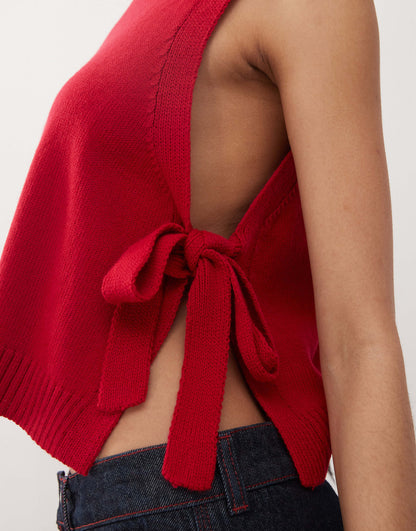 Knitted Layering Tank With Tie Sides