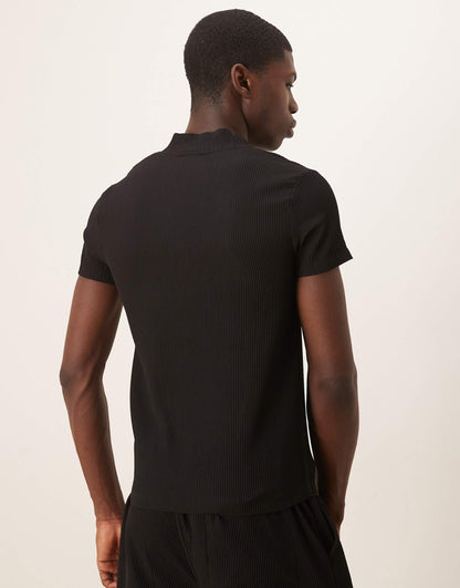 Co-Ord Muscle Fit Boxy T-Shirt With Zipped Funnel Neck