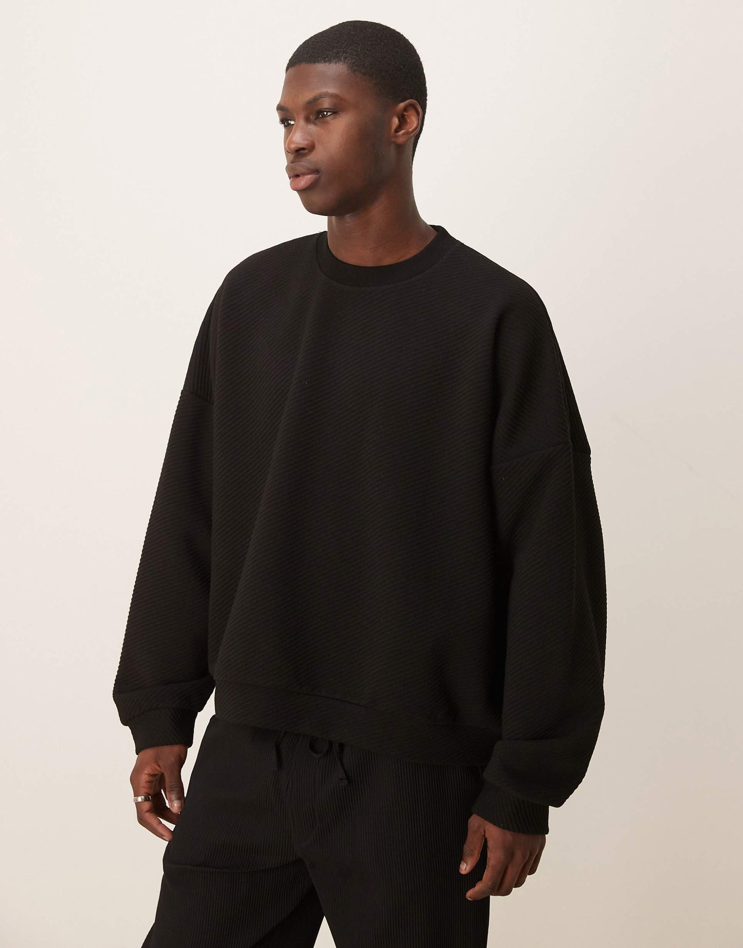 Extreme Oversize Boxy Sweatshirt With Heavy Rib Texture