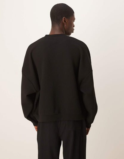 Extreme Oversized Boxy Sweatshirt With Heavy Rib Texture