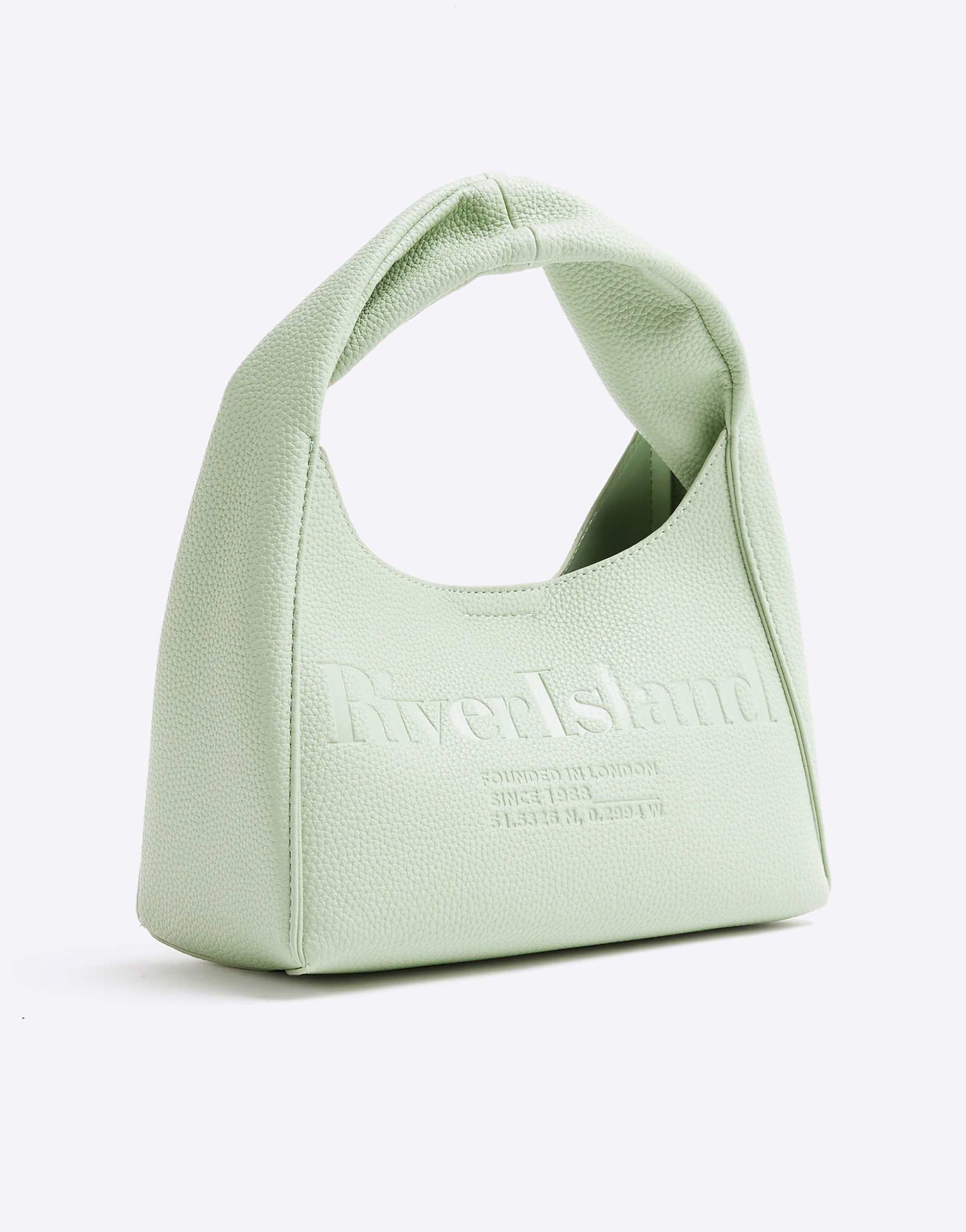 Faux Leather Debossed Ri Scoop Bag
