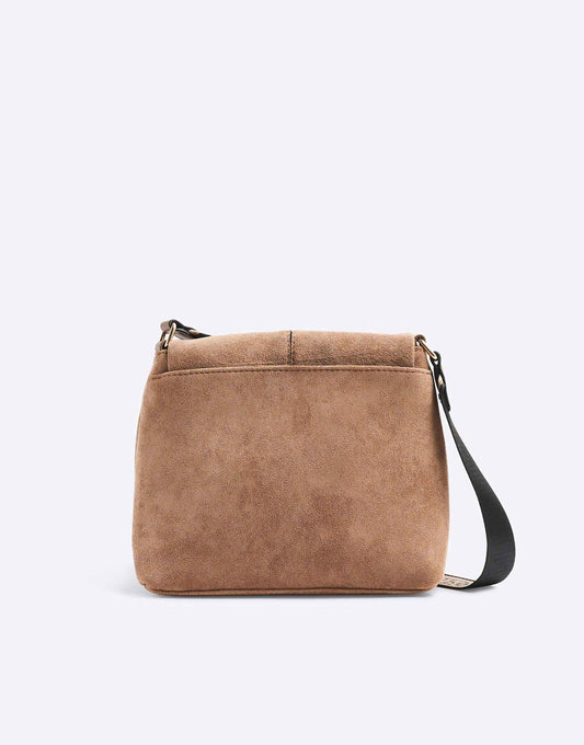 Faux Suede Zipped Messenger Bag