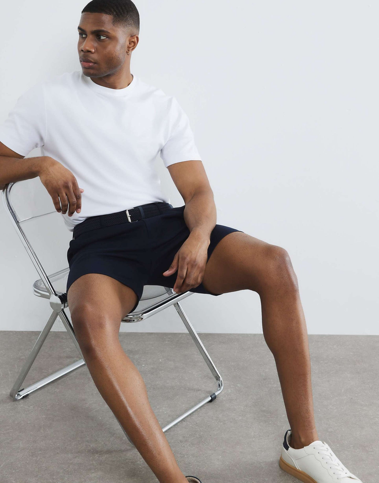 Slim Fit Belted Chino Shorts