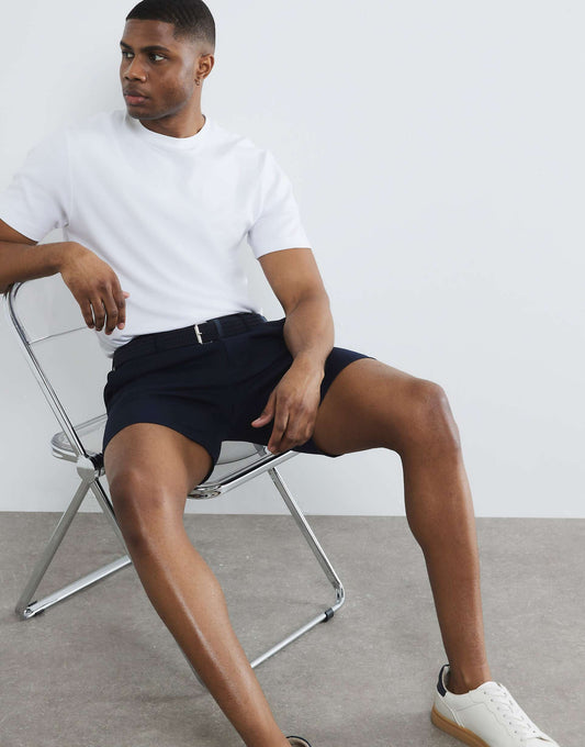 Slim Fit Belted Chino Shorts