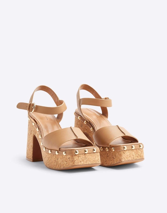Cork Platform Heeled Sandals