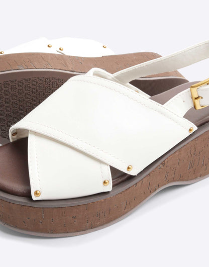 Cross Strap Sling Back Wedge Sandals