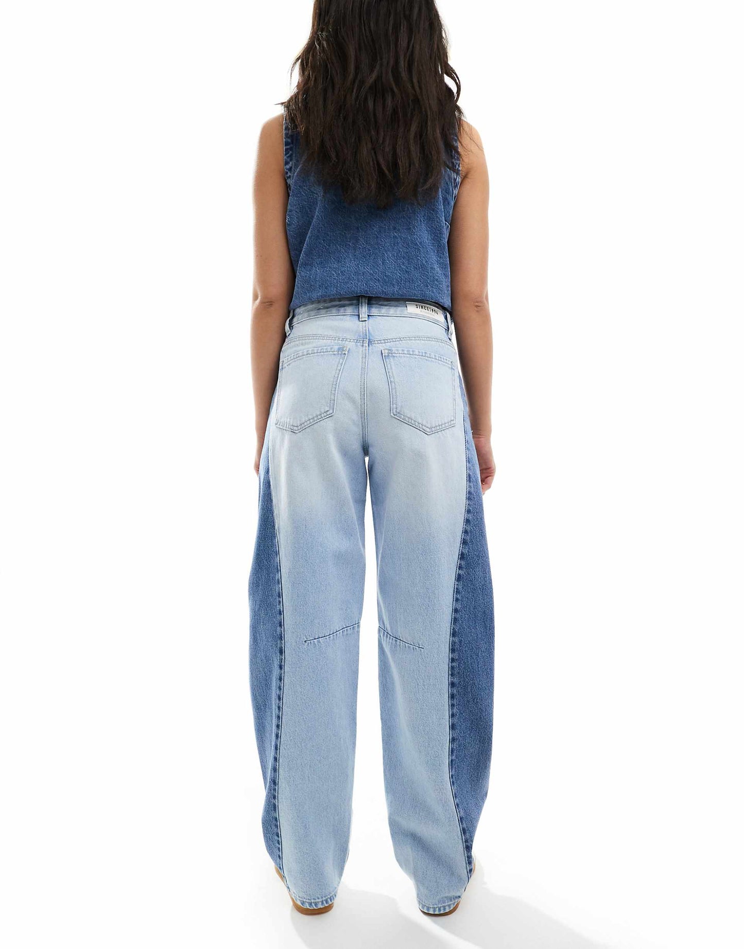 Balloon Jean With Contrast Blue Panel