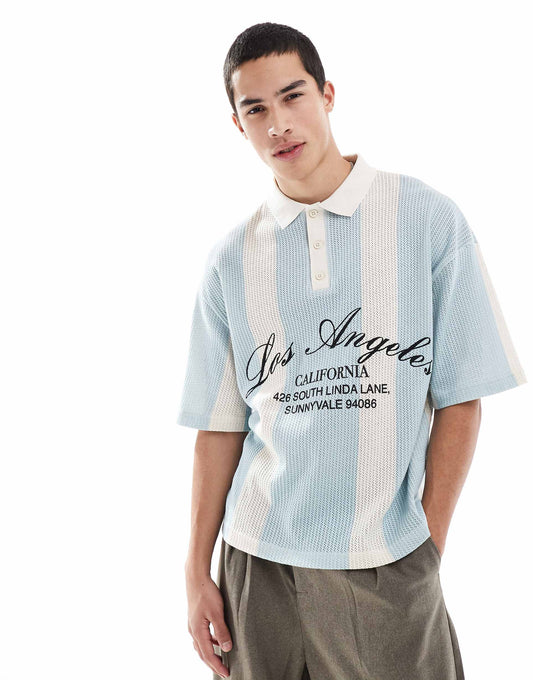 Retro Knitted Wide Stripe Polo