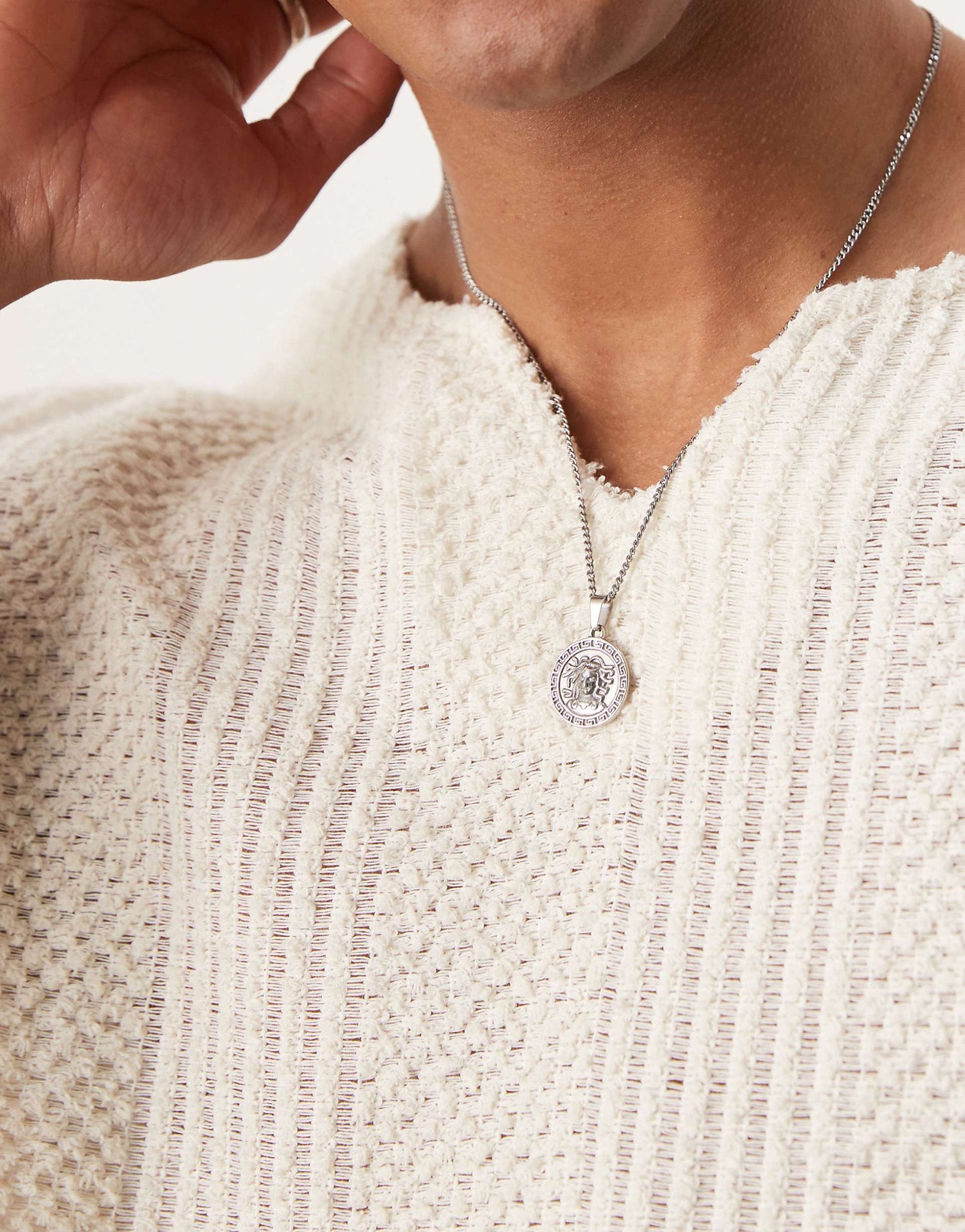 Oversized Textured V Neck T-Shirt