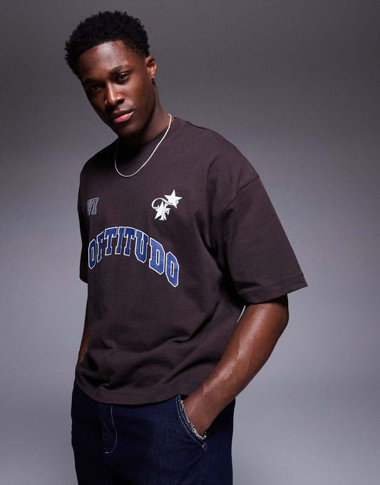 Boxy Oversized T-Shirt With Sports Graphic