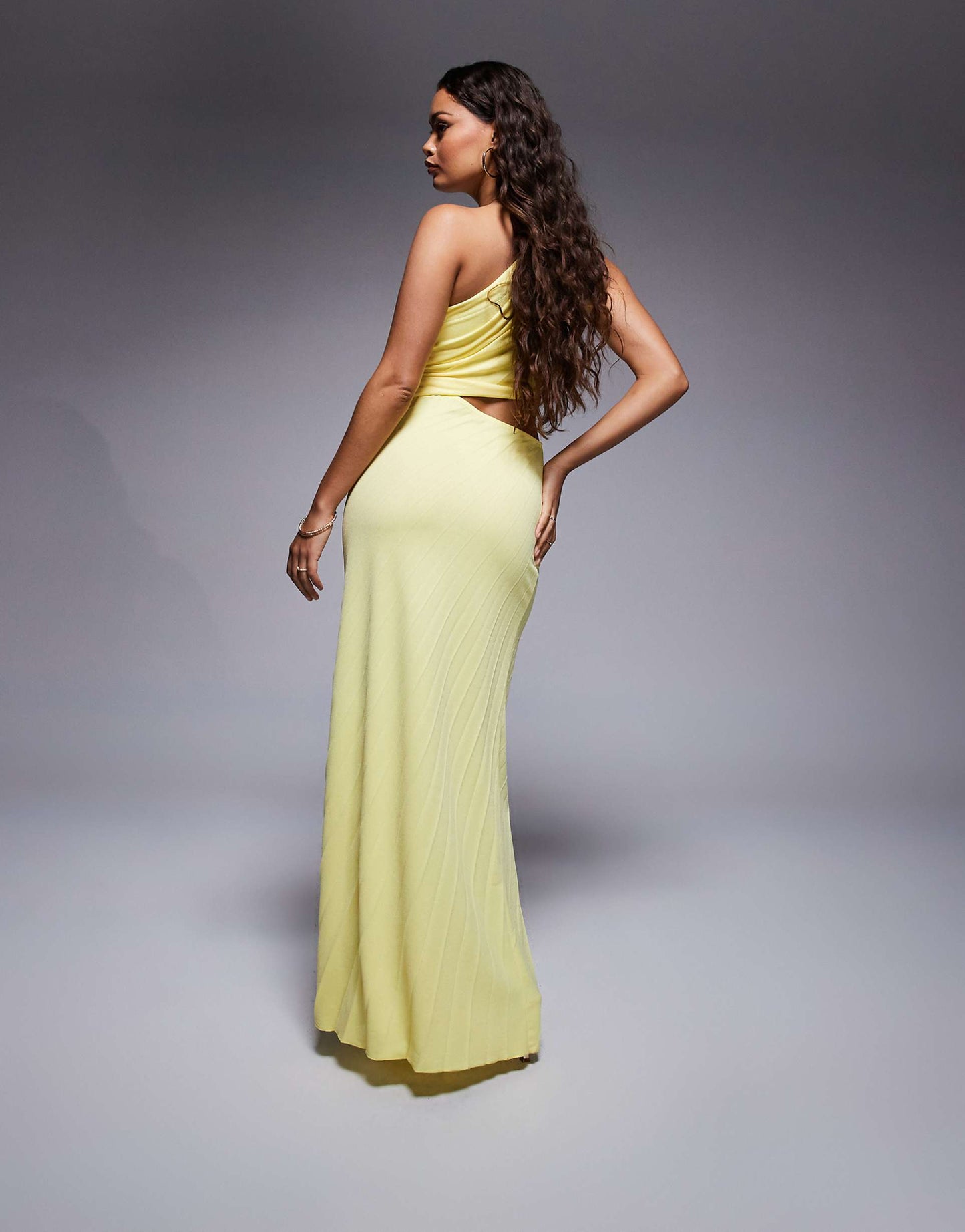 Petite Pleated Maxi Dress With Asymmetric One Shoulder And Twist Skirt