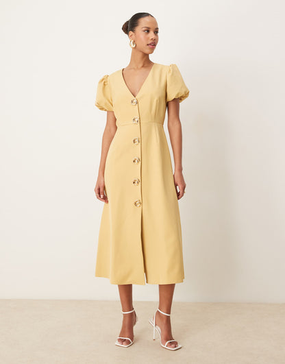 Embellished Button Midi Dress