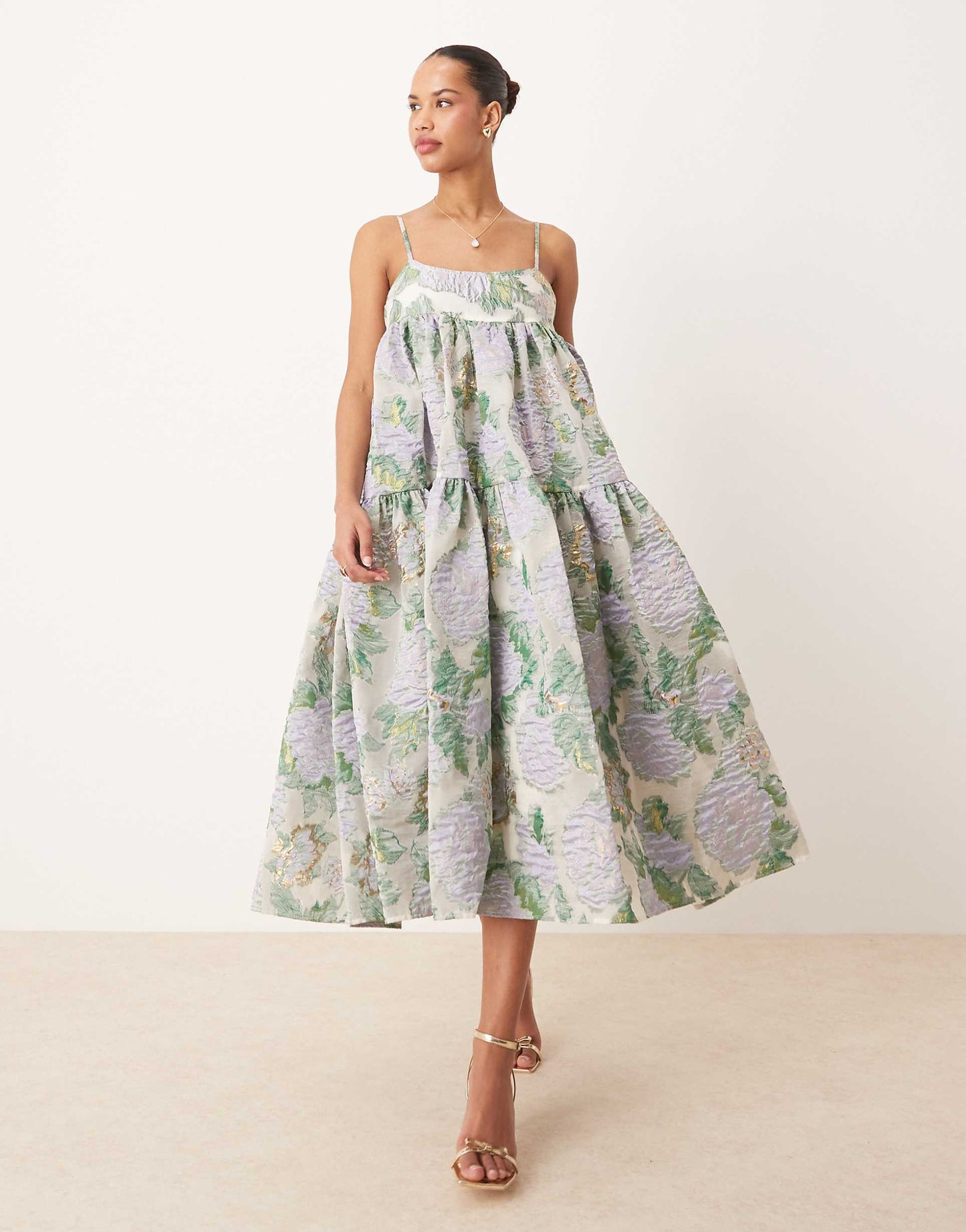 Dream Floral Jacquard Midi Dress