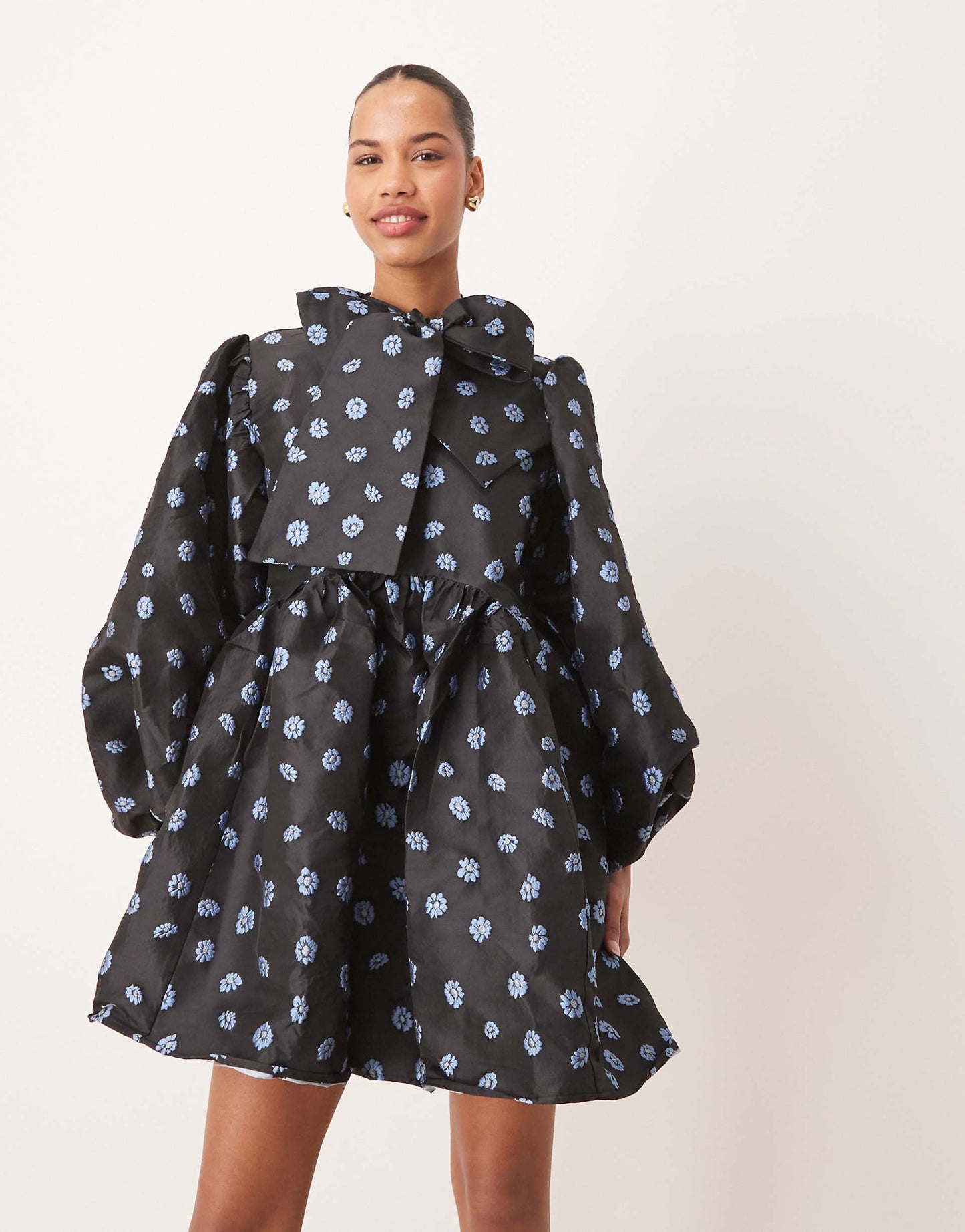 Jacquard Bow Mini Dress
