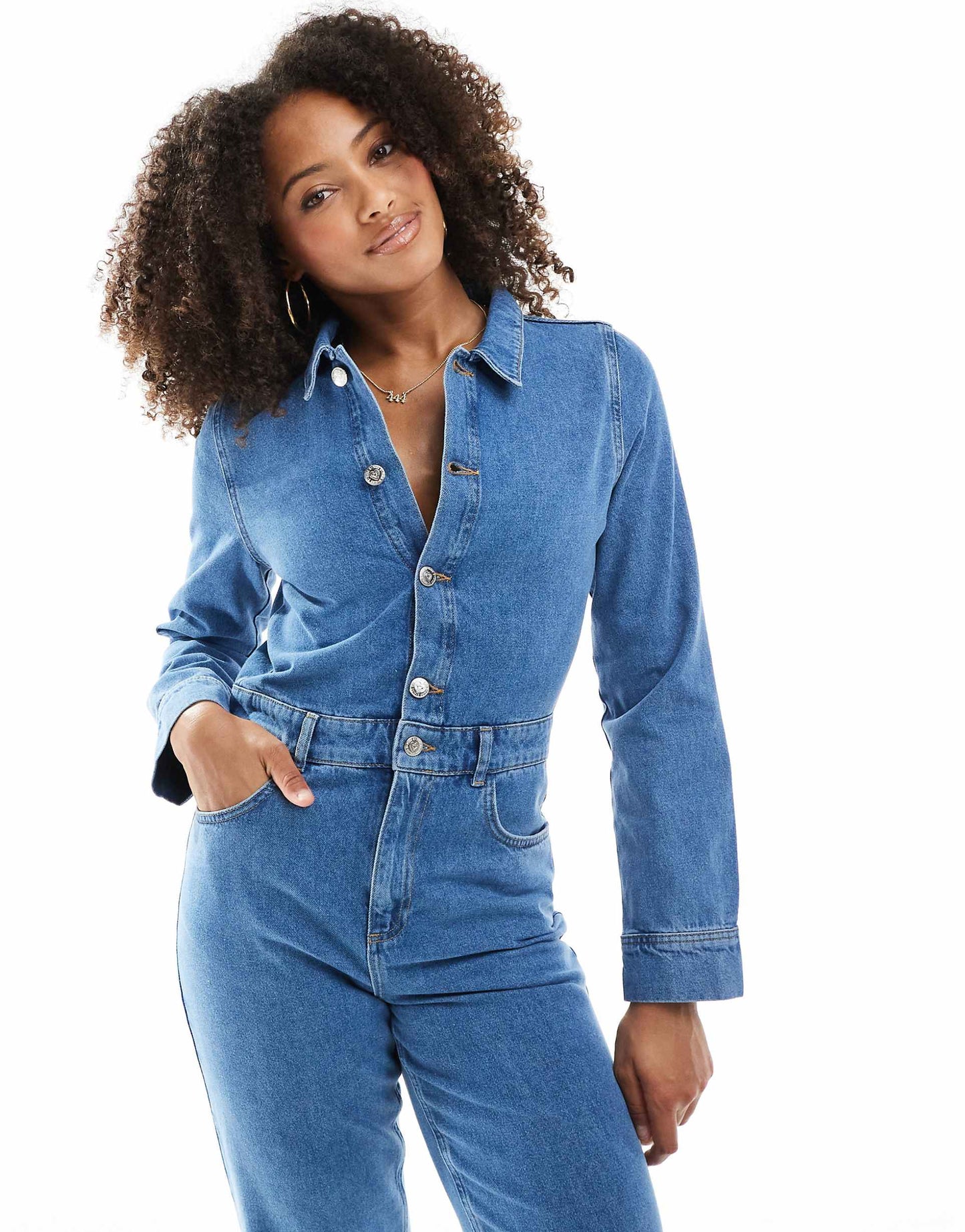 Straight Leg Denim Jumpsuit