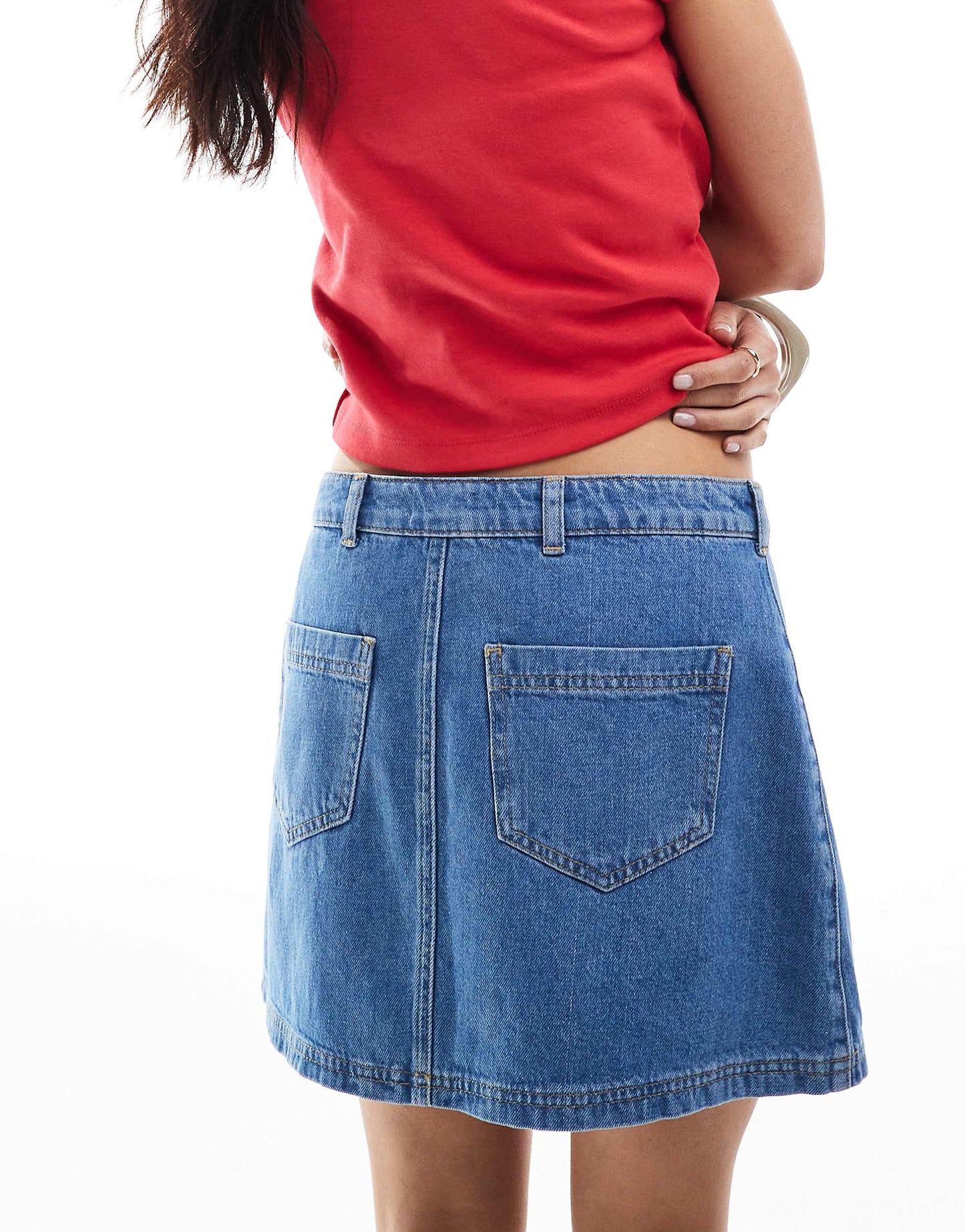 A Line Denim Mini Skirt