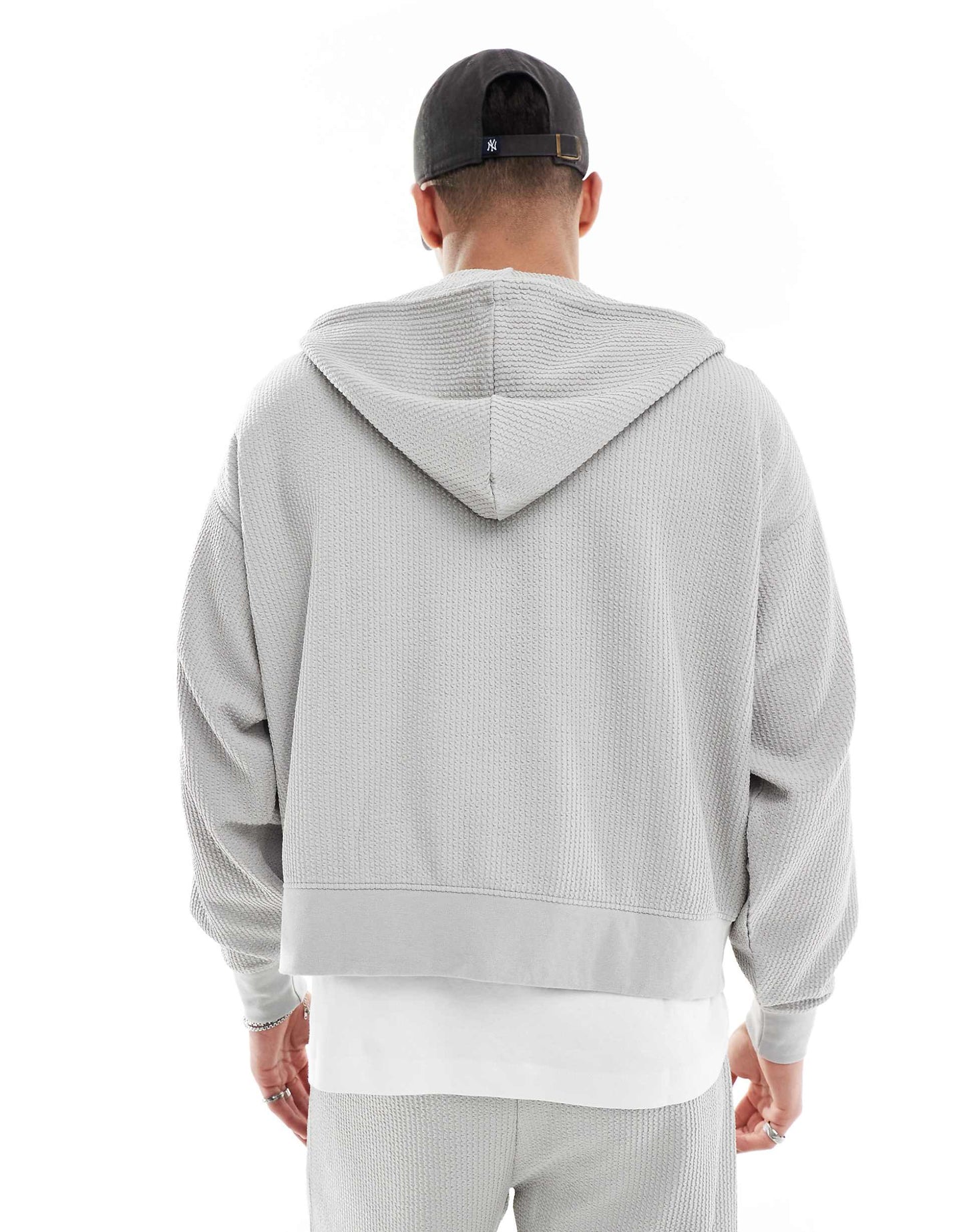 Boxy Crop Seersucker Co-Ord Hoodie