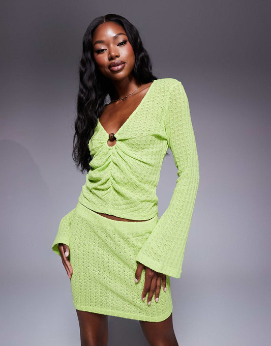 Co-Ord Knit Long Sleeve Top With Hardware Detail