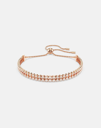 Matrix Tennis Bracelet, Round Cut, White, Rose Gold-Tone Plated