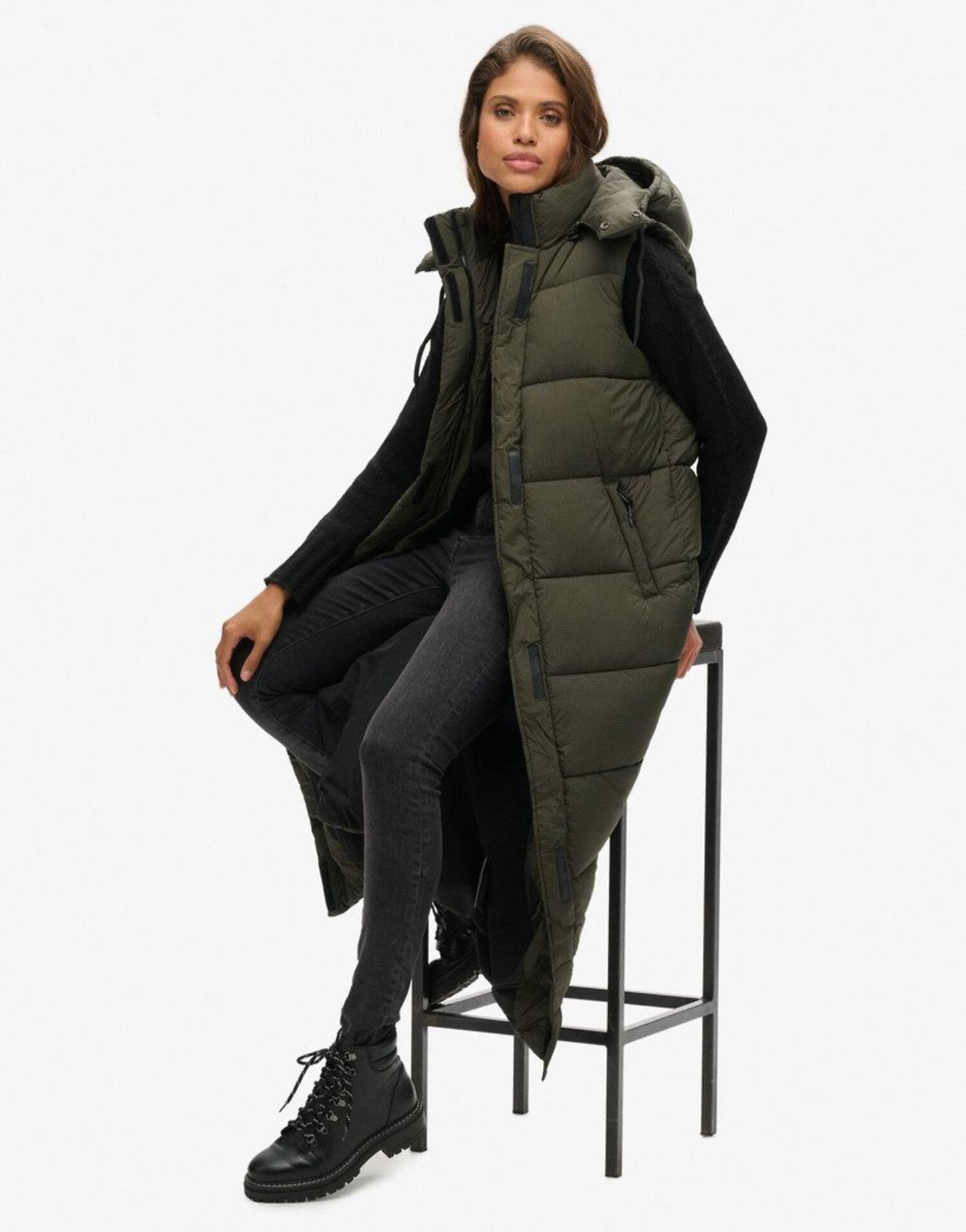 Hooded Ripstop Longline Gilet