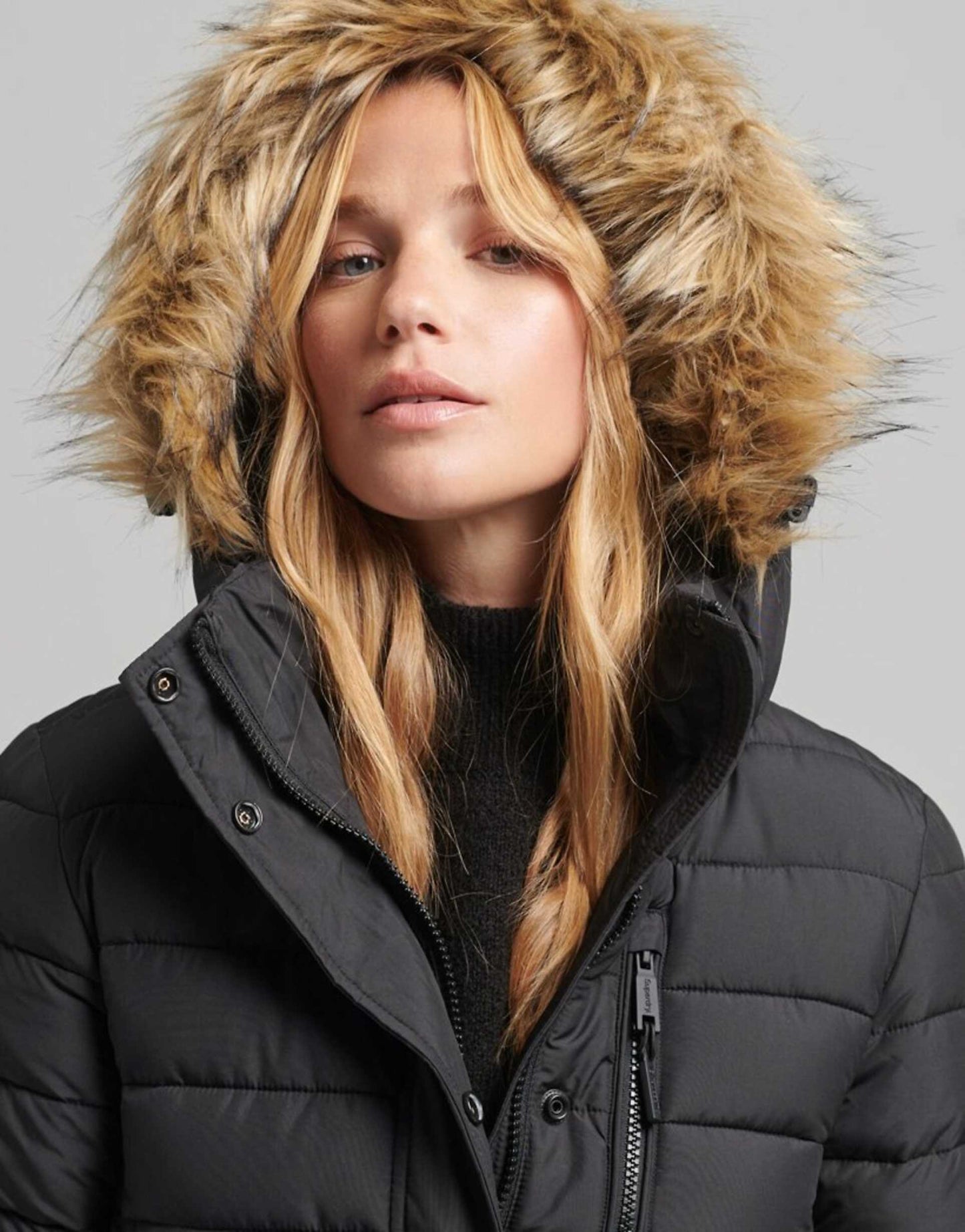 Faux Fur Hooded Longline Light Padded Puffer Coat
