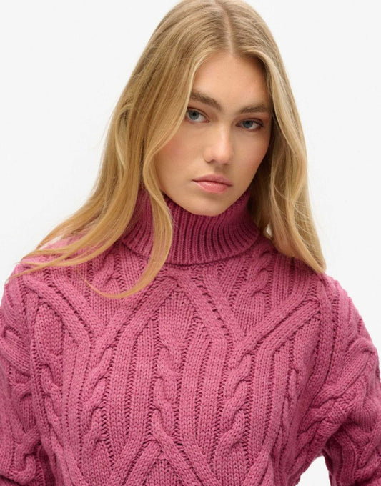 Twist Cable Knit Polo Neck Jumper