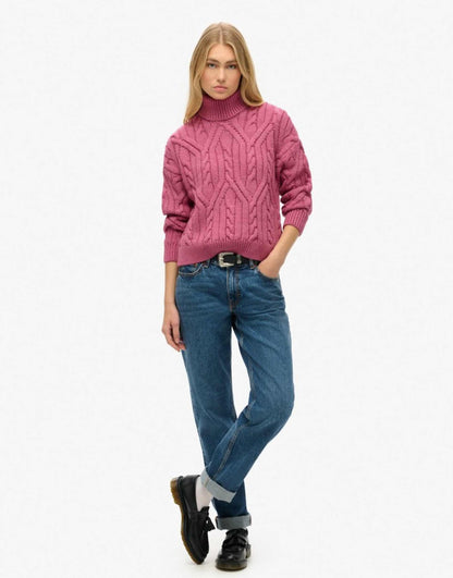 Twist Cable Knit Polo Neck Jumper