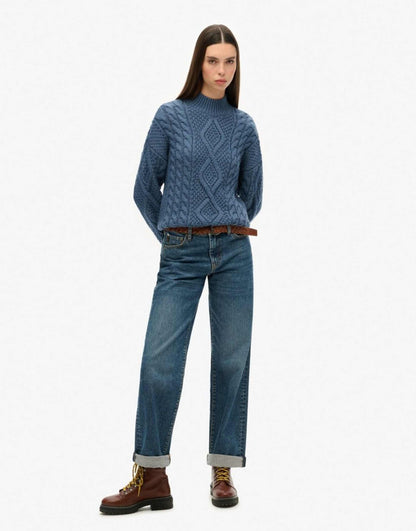 Aran Cable Knit Polo Jumper