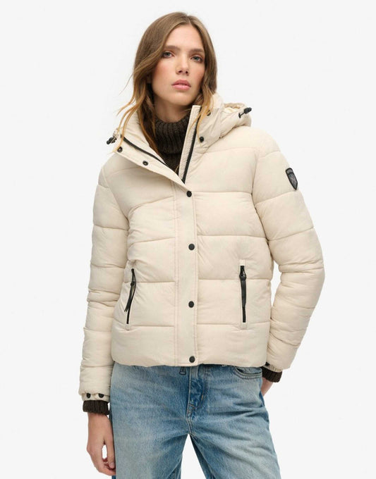 Faux Fur Short Hooded Puffer Jacket