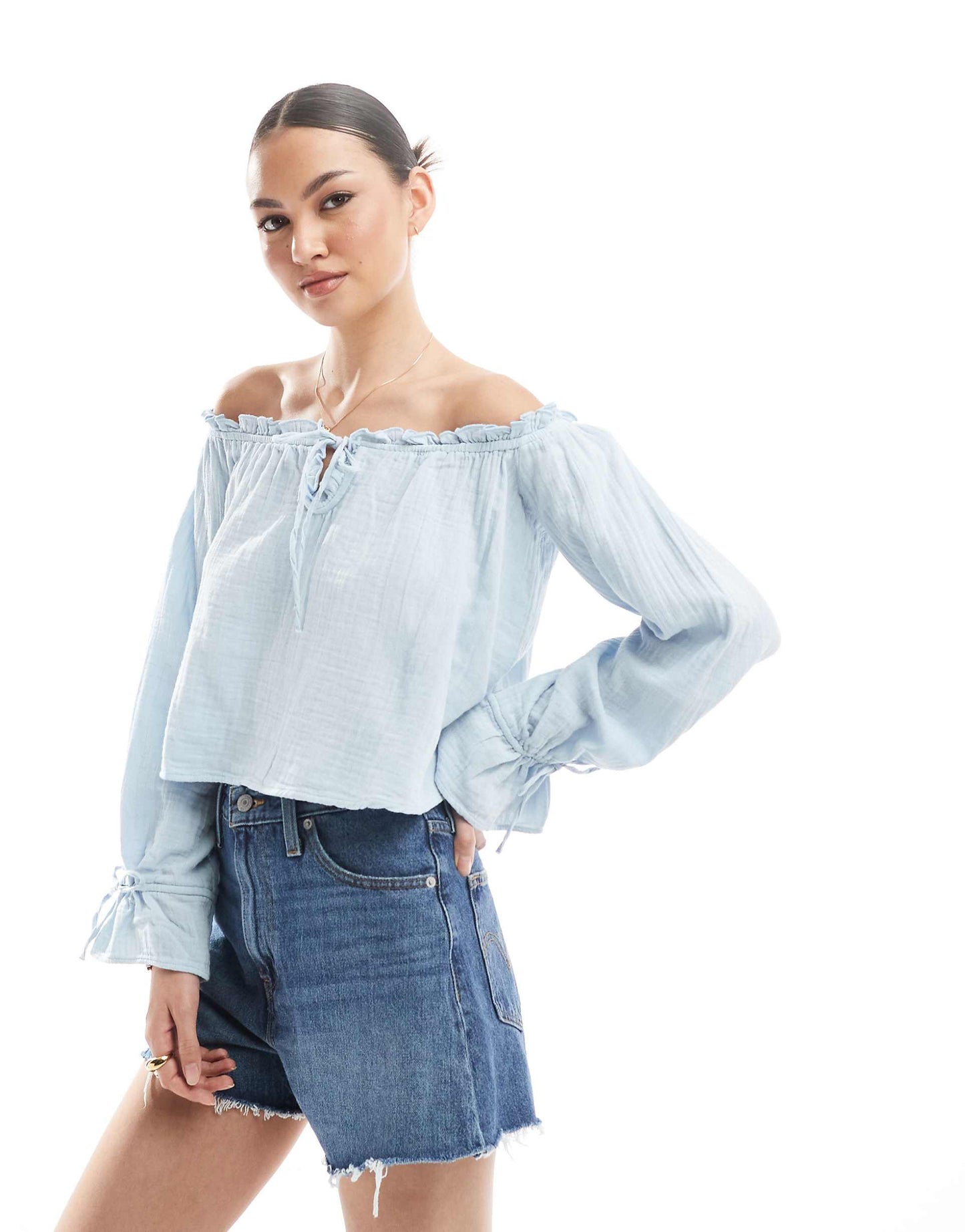 Crinkle Bardot Top