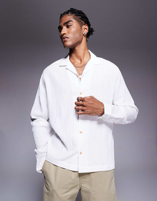 Boxy Texture Revere Shirt