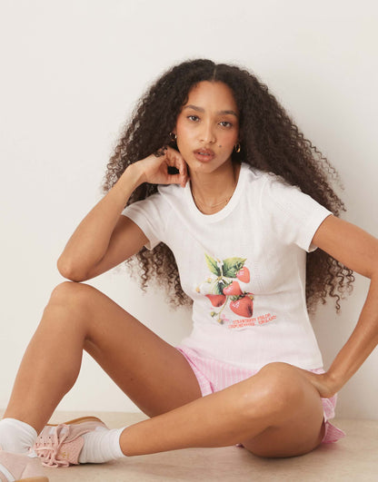 Baby Tee With Strawberry Graphic