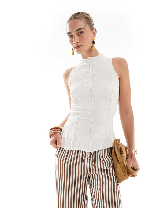 Textured Vest With Stitch Detail