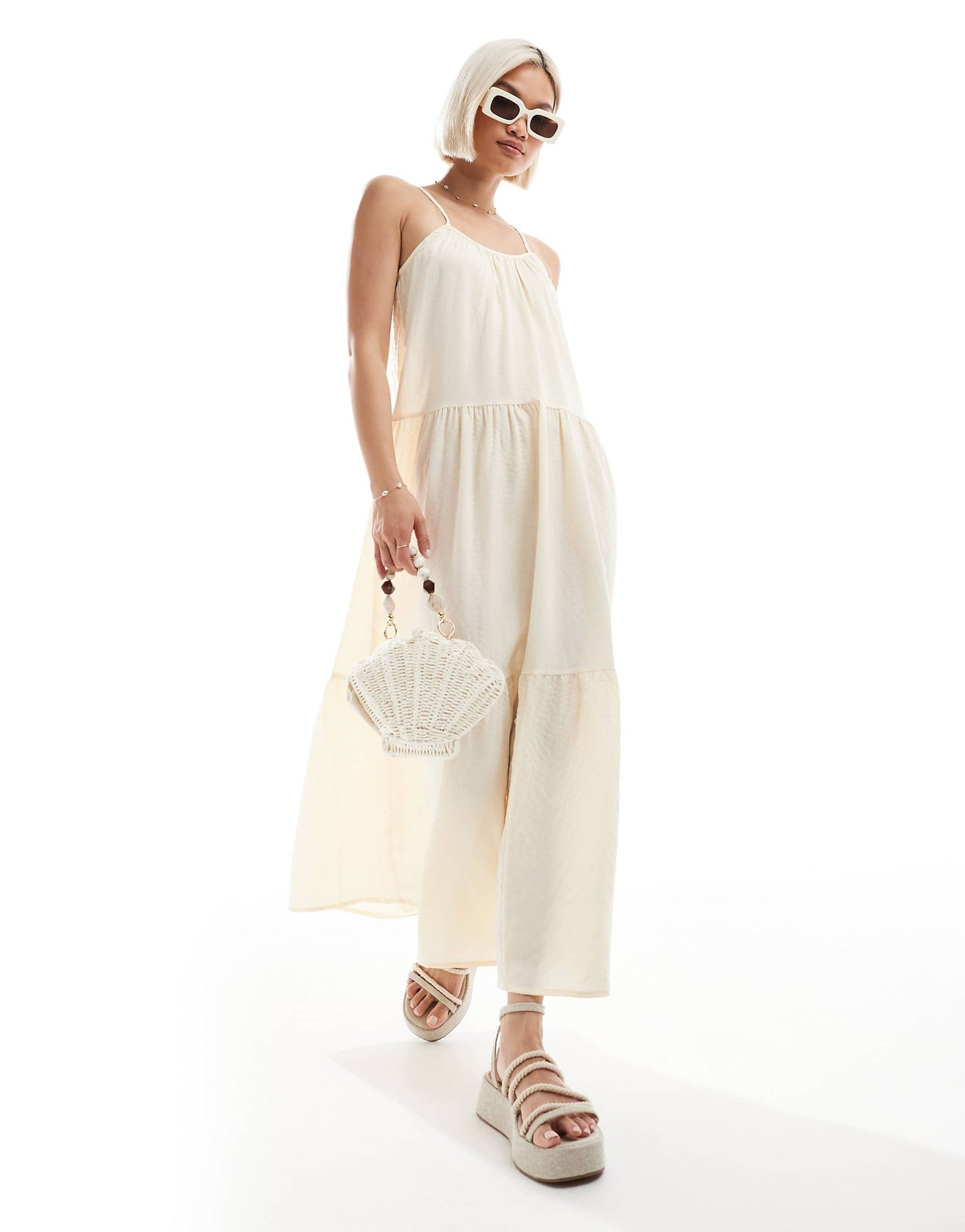 Strappy Maxi Dress With Smock Detail