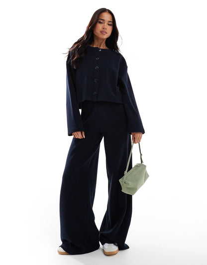 Soft Rib Wide Leg Trouser